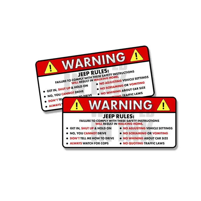 rules warning safety instructions funny adhesive sticker decal 2