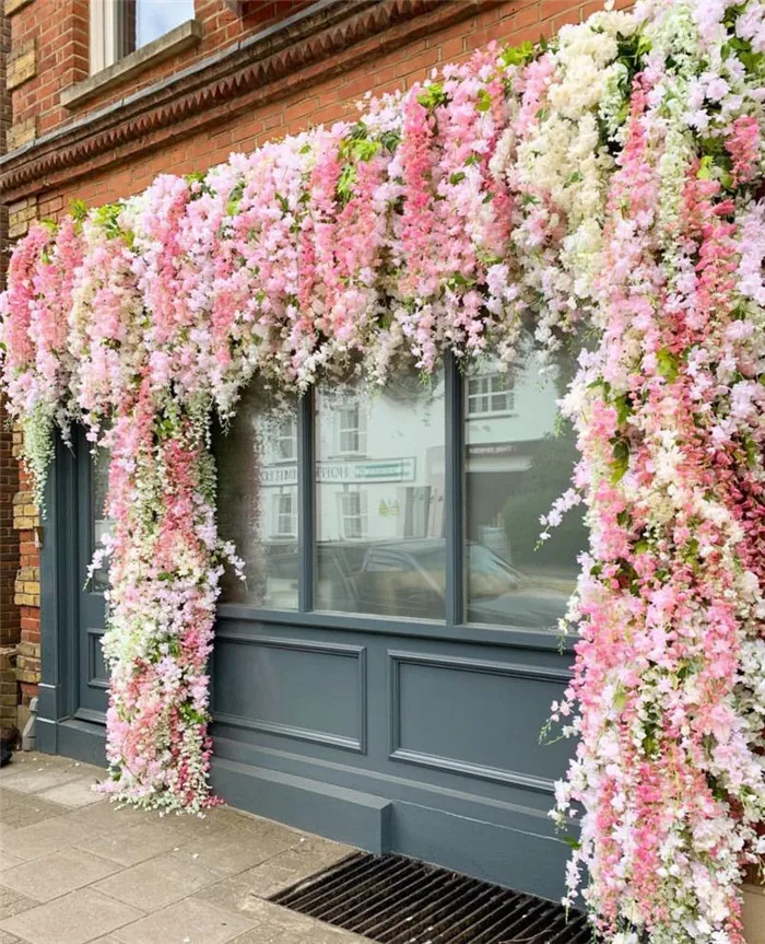 F1392 Wholesale Wedding Artificial Window Show Hanging White Wisteria