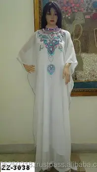  Long Kaftan Beaded Neckline Velvet Caftan Dress Design 