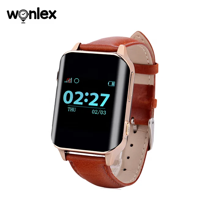 

Wonlex EW200 smartphone bluetooth heart rate monitor GPS SOS smart watch for old elderly man, Black;coffee