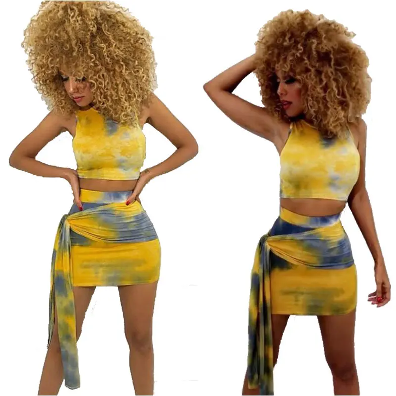 

90601-MX51 two piece set women clothing crop top summer dresses girls