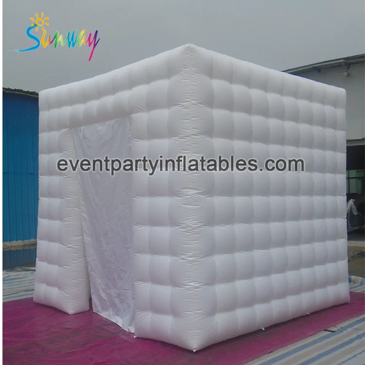 Wit 2 Deuren Opblaasbare Led Verlichting Photo Booth Tent Witte Opblaasbare Kubus Tent,Opblaasbare Tent Met Led