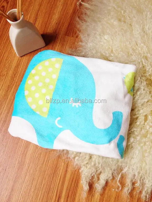 Elephant Cartoon Pattern Newborn Baby Mink Fleece Fitted Crib