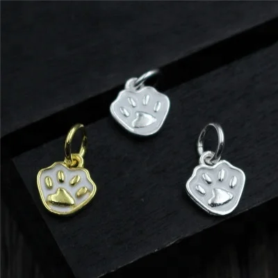 

925 Sterling Silver Kitten Footprints Charms Cute Animal Cat DIY Bracelet Necklace Spacer Charms For Jewelry Making, N/a