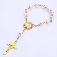 

Fashion Glass Pearl Beads Mini Rosary,Religious Bracelet,Wholesale Jewelry Rosary Men Bracelet