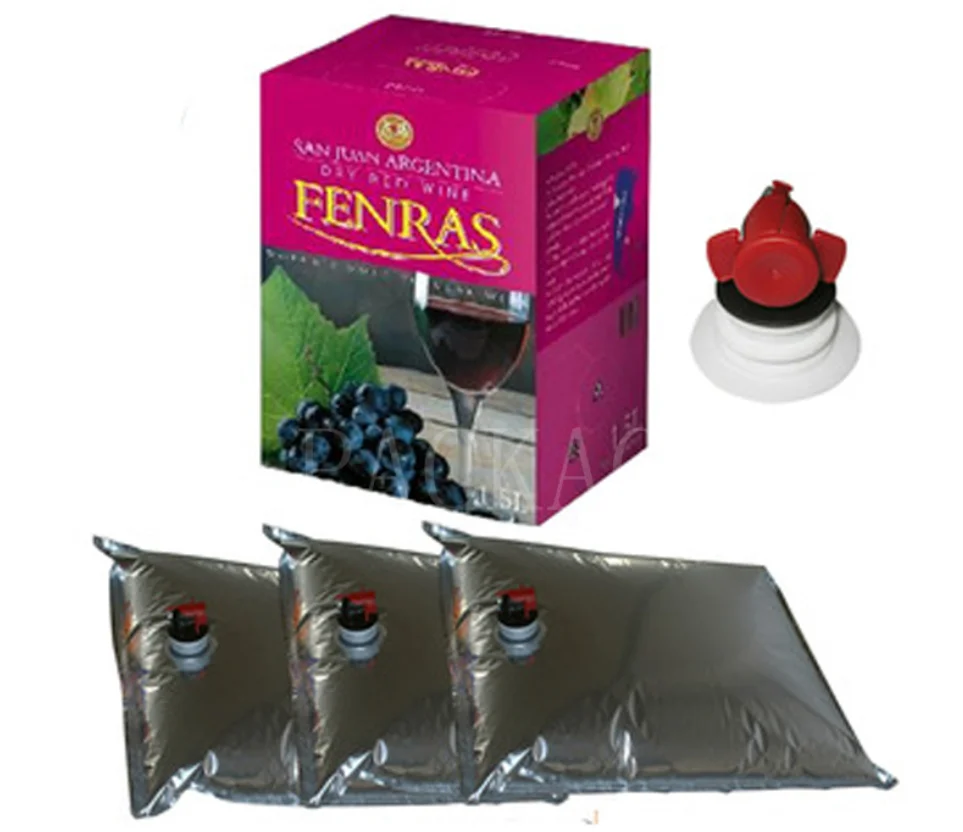 Custom 1l 2l 3l 4l 5l Plastic Bag Design Food Grade Bag In Box For Red