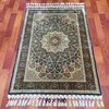 small size 90x140cm blue silk persian carpet handmade kazakhstan silk overstock rugs