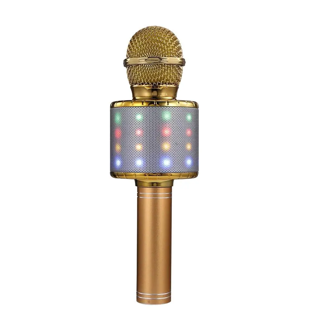 Microphone Flashing LED light BT handhold karaoke microphone compatible with android microphone wireless