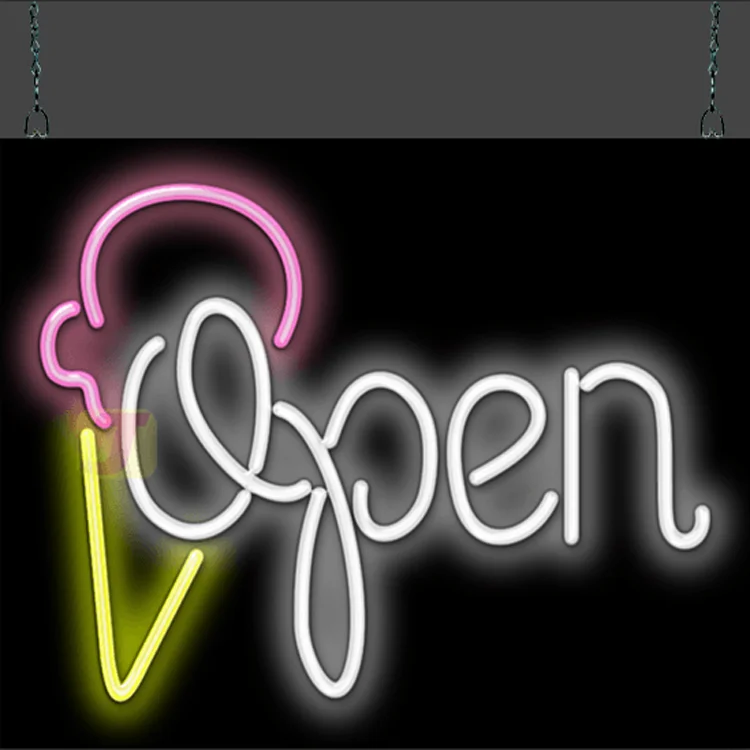 Christmas Party Decoration Neon Ice Cream Sign Light Up Neon Acrylic LED Sign Open