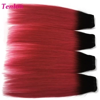 
two tone dark roots ombre colored 100% human hair weave extensions 