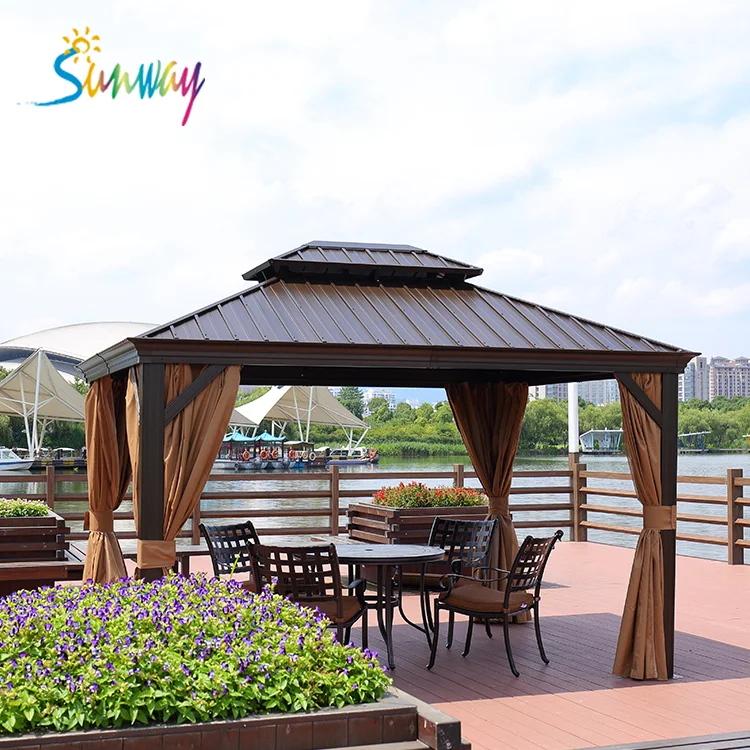 

3*3.65m metal roof aluminum galvanized steel roof luxury garden gazebo, As the picture