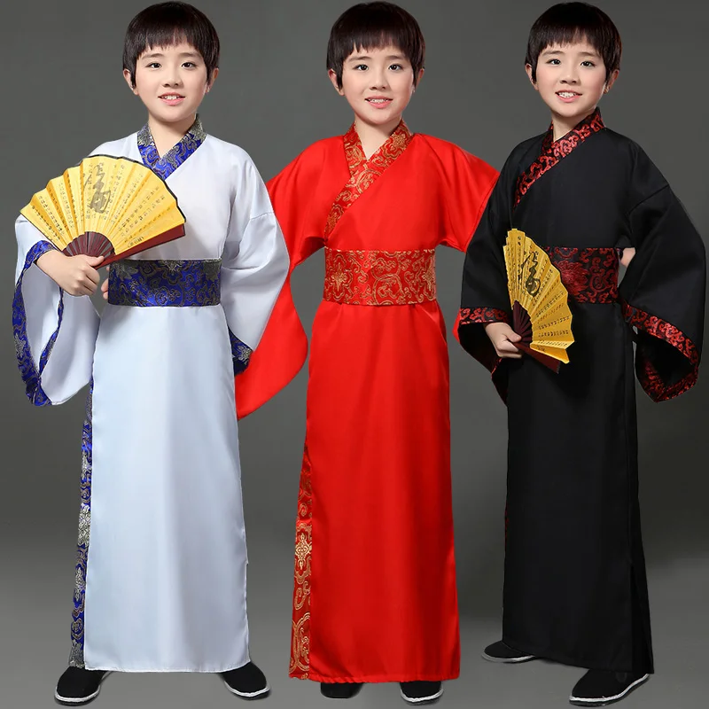 

Traditional Chinese Dance Costumes For Boy Ming Opera Children Ancient Han Tang Dynasty Qing Hanfu Dress Child Kids DNV10717, Red;white;black