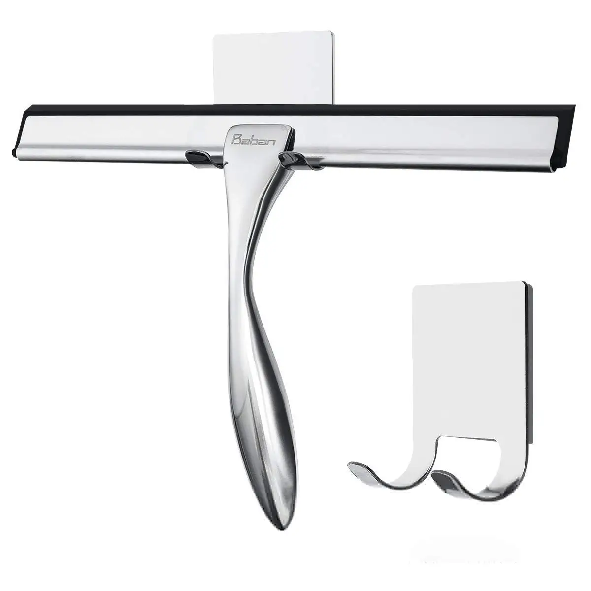 Hawsam No Drilling Bathroom Squeegee with Adhesive Holder Stainless