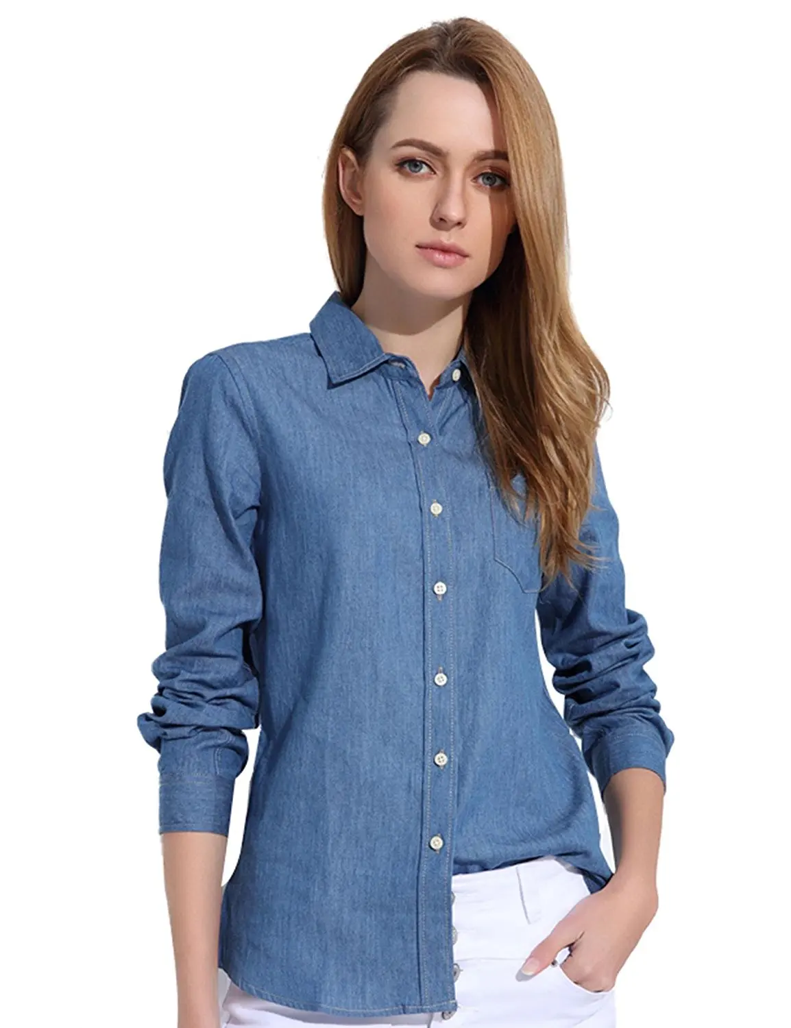 womens fitted denim shirt uk