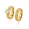 R-119 latest wedding gold finger ring designs with one stone for men and women stainless steel zircon ring gold wedding ring set