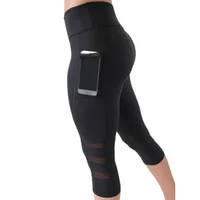 

Fitness Sport wears Women wholesale leggings workout yoga pants sport high waisted gym capri leggings with pocket