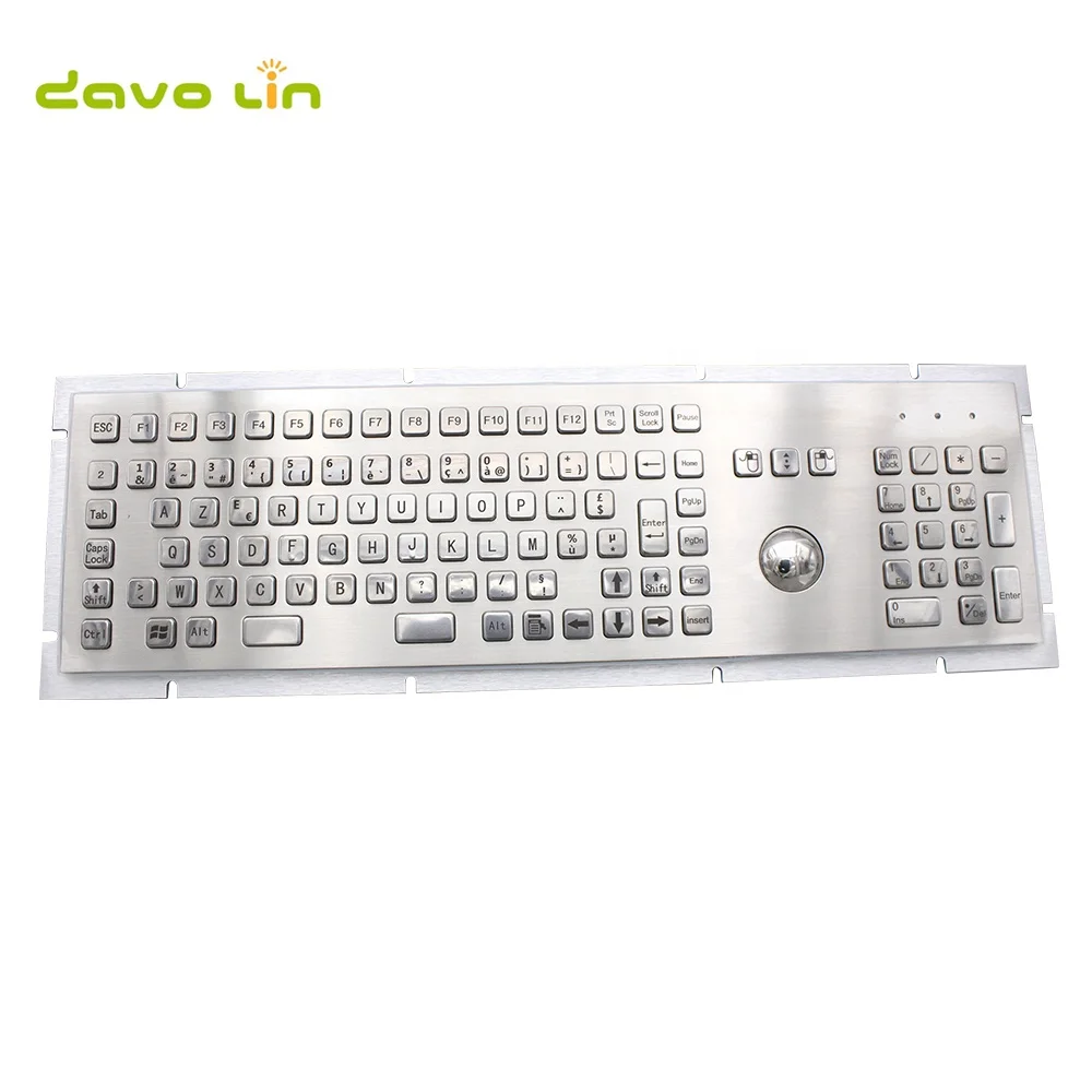 

Metal Medical Keyboard With 103 Keys Marine Military Medical Grade Keypads Trackball Industrial Keyboard France Keyboard