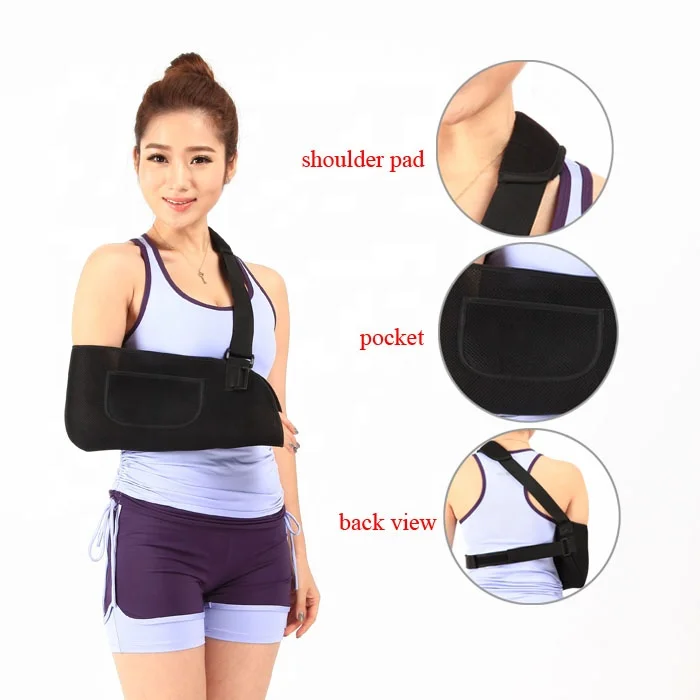 

Medical arm broken elbow brace elbow immobilizer breathable arm sling, Black white