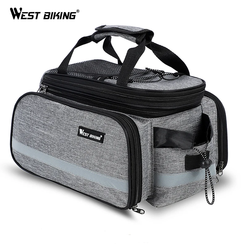 

WEST BIKING 3 Colors Bike Rear Rack Bags Cycling BMX Bag+RainCover Handlebar Zipped Multifunctional Luggage 10-25L Cycling Bags, Black/gray/khaki