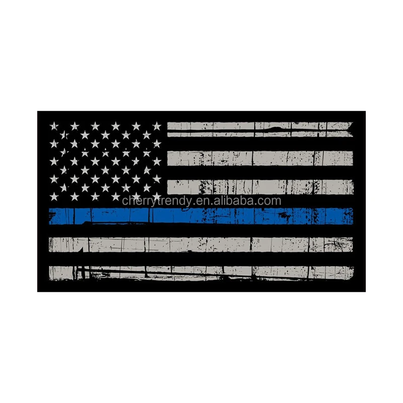 

Tattered Police Officer Thin Blue Line Reflective American Flag Decal Sticker, Blue line, red line, american state flag