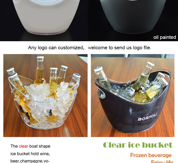 Oval Shape Clear Plastic Ice Buckets Wholesale For Beer Buy Ice