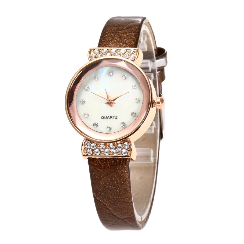 

Free shipping fashion style pu leather wrist lady diamond watches LNW057