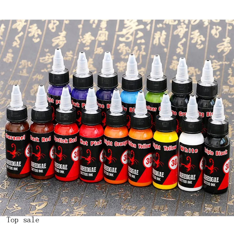 

Private label Tattoo Ink Type Permanent Makeup Tattoo Pigment Ink world famous dynamic temporary black eyebrow tattoos ink set, 16 colors