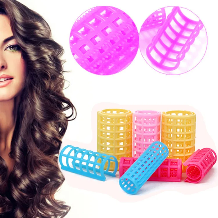 

Plastic Hair Rollers Hair Curlers DIY Salon Soft Large, As pic