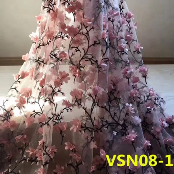 

Newest Fashion Trend 3D Flower Lace African 3d Net Lace Fabric, Black;white;pink;green;yellow;orange