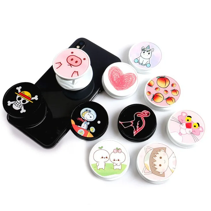 2019 hot selling new custom UV colorful print ABS Sublimation black foldable mobile phone holder with logo