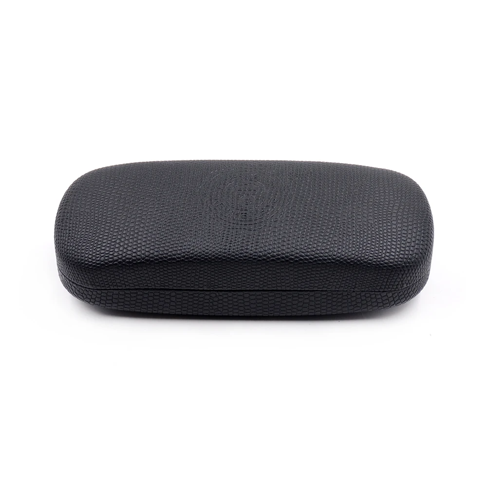 

Classic Style Iron Eyeglasses Case Covered With Genuine Leather, Black