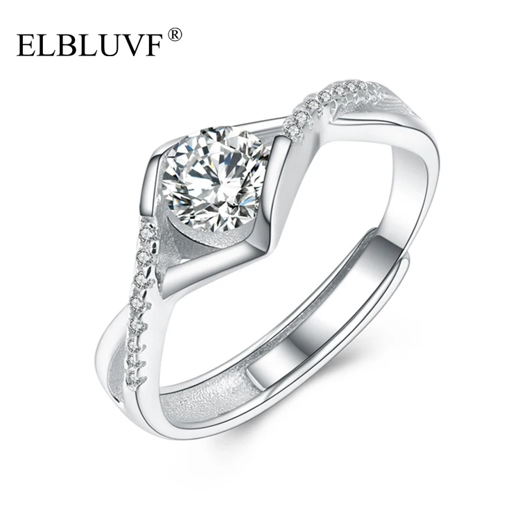 

ELBLUVF 925 Sterling Silver Unique Diamond Shape Ring Zircon Ring For Wedding/Gift Jewelry For Women/Girls/Ladies