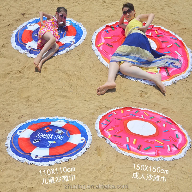 Top Quality 150cm Cotton Round Velvet Beach Towel With Promotional Price