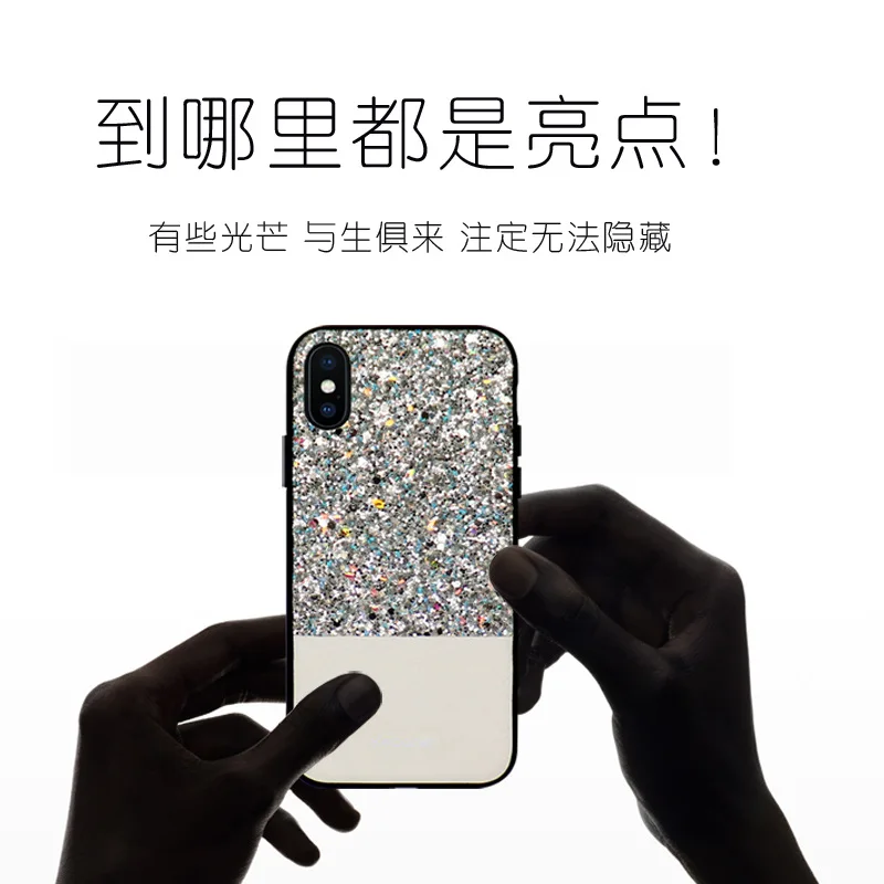 Luxury Bling Glitter Sequin PU TPU PC Smart Phone Case For iPhone X