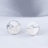 

Fancy 925 sterling silver Druzy Marble stripes ear stud earrings for women