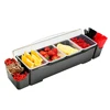 Ice Cooled plastic fruit Condiment Serving Container Chilled Garnish Tray with straw compartment