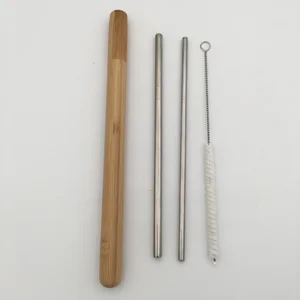 metal straw set, stainless steel straw with bamboo case