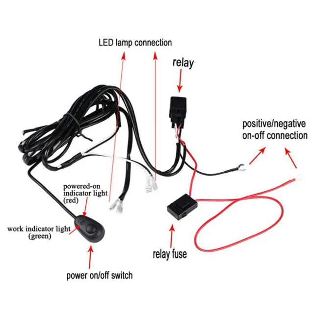 12v 40a Wiring Harness Kit Led Work Driving Light Line Set Universal