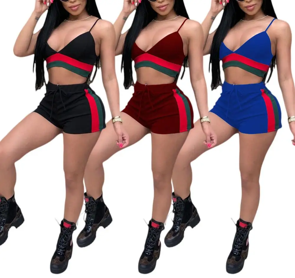 

80409-MX157 Hot sale 3 colors wholesale Fashion sexy sport style tops with narrow straps short jumpsuits for women