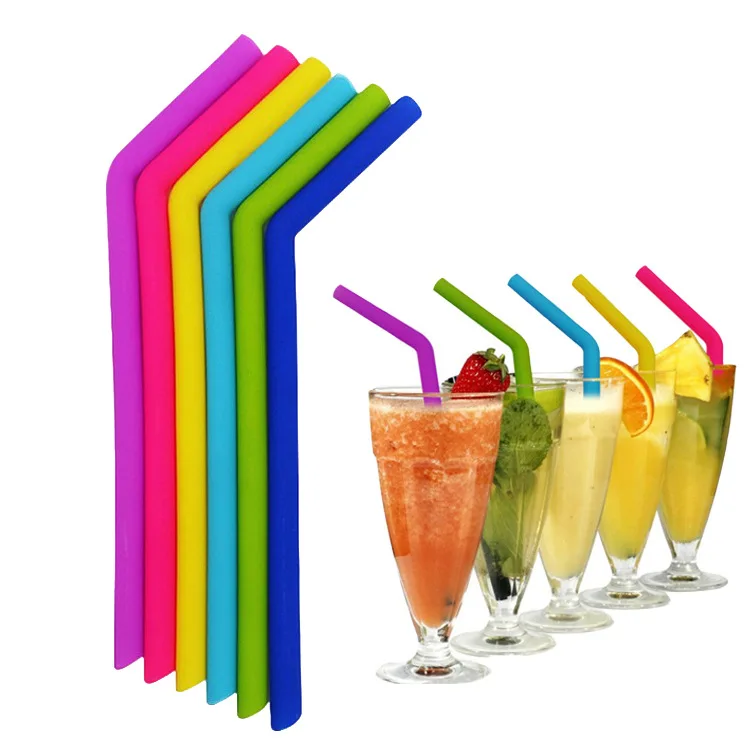 

Colorful Environmental Reusable Food Grade Silicone Straws For Home Party Barware Accessories with Clean Brush