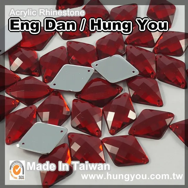 high quality taiwan sew on rhinestone rhombus shape