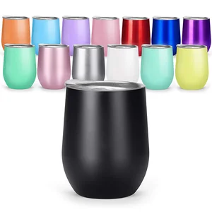Image of 12oz Double Vacuum Insulated Wine Tumble with Lids Wine, Coffee, Drinks, Champagne, Cocktails Wine Glass