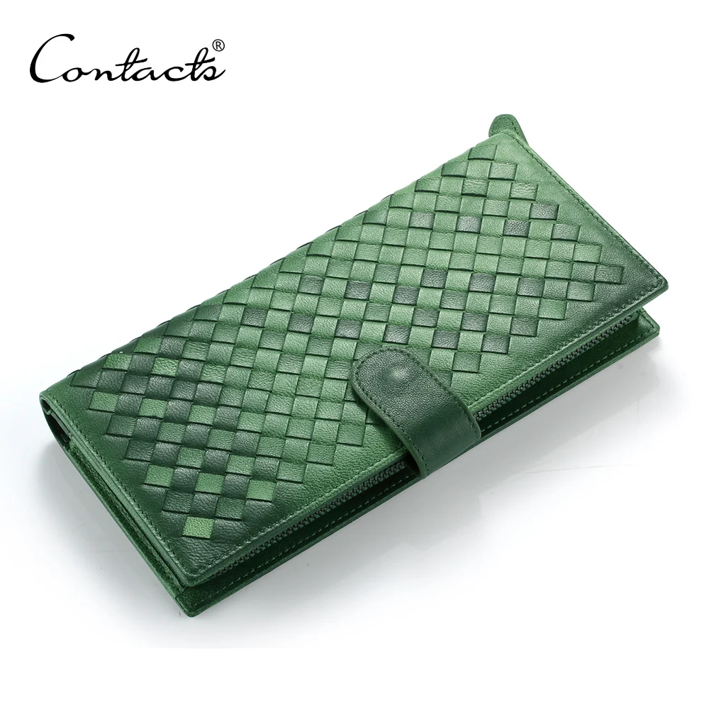 

OEM Brand Design Handmade Sheep Skin Leather Women Purse Wallet, Green