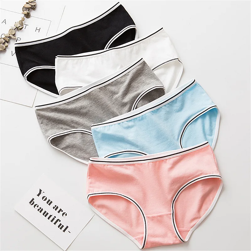 

women cotton underwear mid-rise breathable simple pure color panties Factory wholesale, N/a