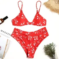 

Cikini 2019 Floral Print swimsuit high waist Women two piece bikini