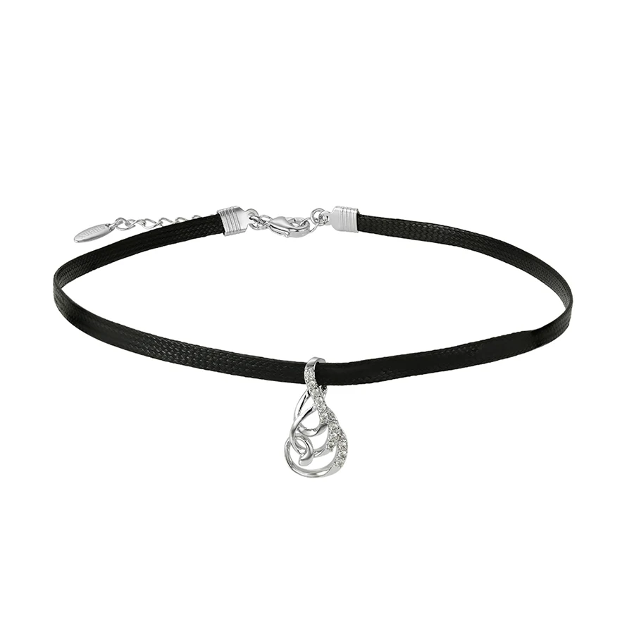 

44548 Xuping choker necklace popular jewellery, black choker Free Sample model diamond jewelry, Rhodium color