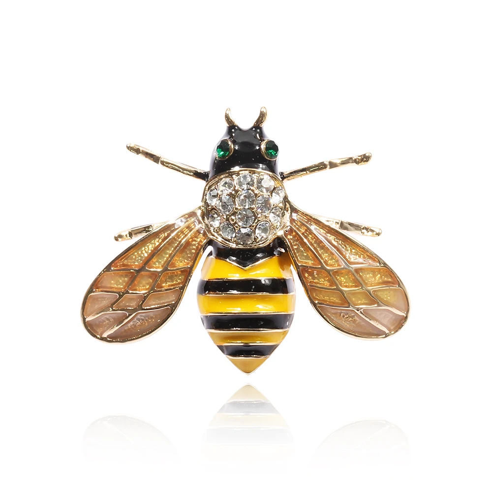 

Cute Gold Bee Brooch Insect Pins Women Men for Party, Yellow/white