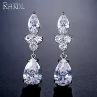 

RAKOL E2318 2019 fashion large zircon high-grade earrings jewelry for women romantic wedding jewelry earrings