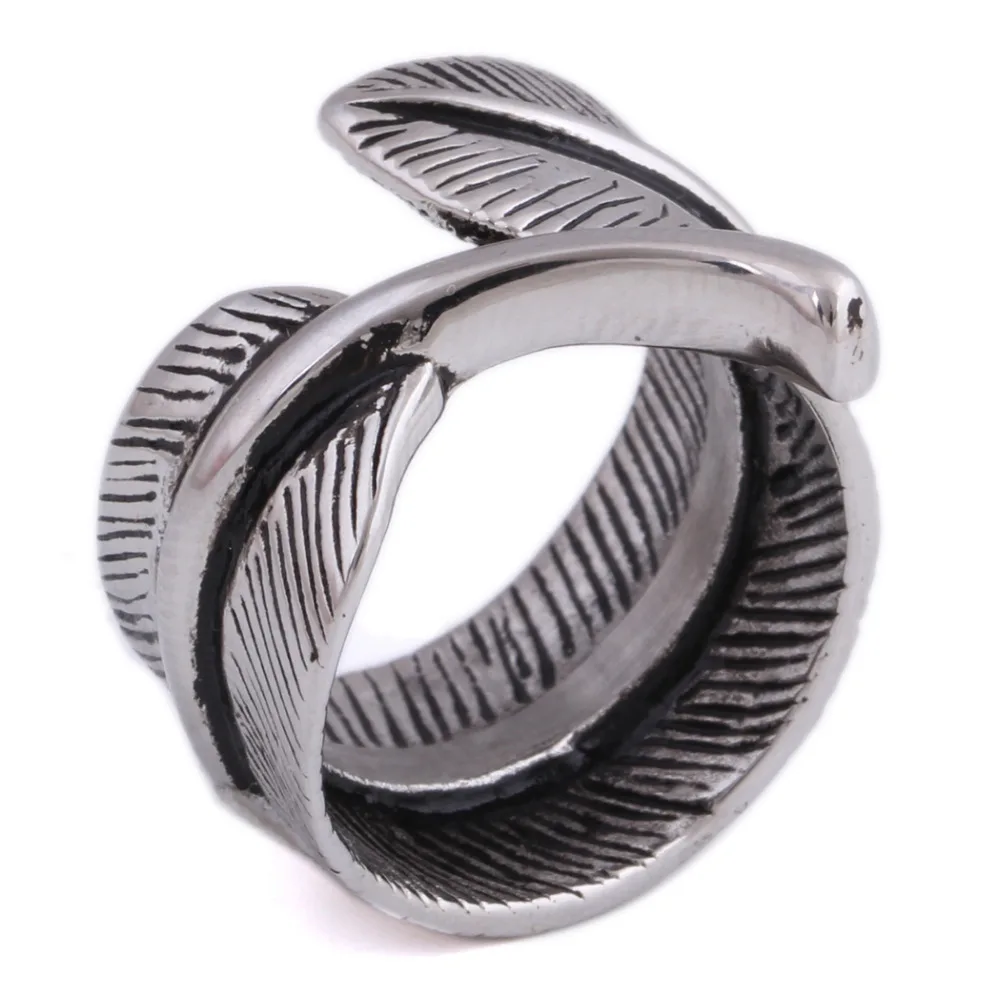 

New Design Fallen Leaf Rings Mens Boys 316L Stainless Steel Cool Punk Gothic Rings