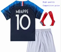 

wholesale 2018 France blue kids soccer jersey custom kids full football team kits